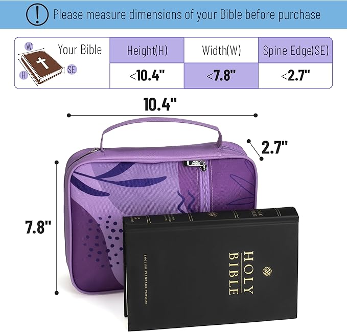 Mr. Pen- Bible Cover Case, Carrying Book Case with Durable Handle and Zippered Pocket, Bible Protective Church Bag for Men & Women, Christian Gifts, Lavender