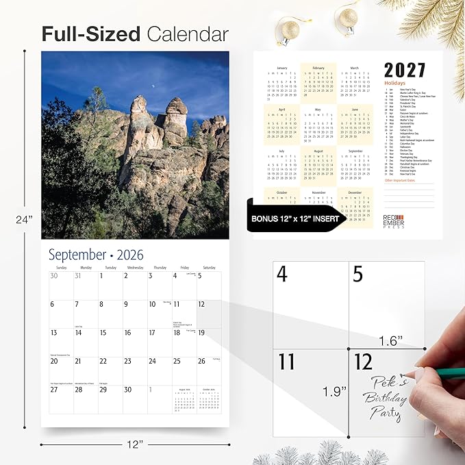 RED EMBER Select - Funny Richard Pics in Nature 2026 Wall Calendar 12 Month | 12" x 24" Open | Thick & Sturdy Paper | Giftable | White Elephant Calendar 2026