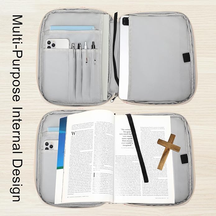 Bible Cover Case for Women Large Bible Cover for Girls Bible Study Supplies Accessories with Handle and Shoulder Strap | Durable
