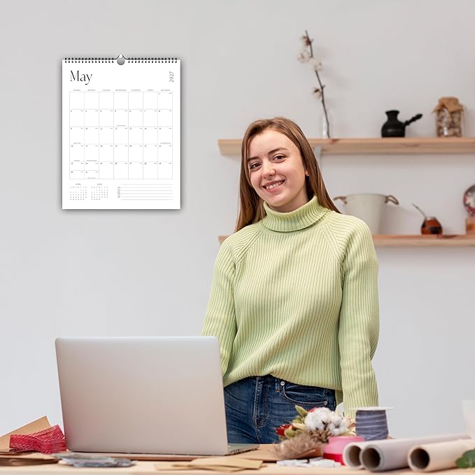 Aesthetic 2026-2027 Wall Calendar - 18 Monthly Calendar from January 2026 to June 2027, 14.5" x 10.5", Modern Vertical Wall Hanging Calendar for Organizing & Planning, Leaves