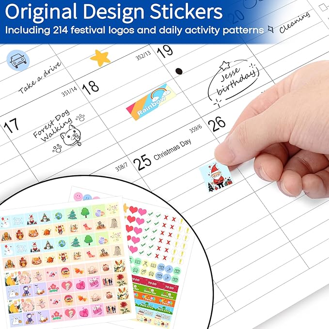 AECCN Calendar 2026-2027, Large days Blocks, 17" x 12" Large Wall Calendar 18 Months with Stickers, Anti Ink Bleed, Durable Thick Paper, 2026-2027 Calendars for Home, Office, Teacher Supplies- Simple