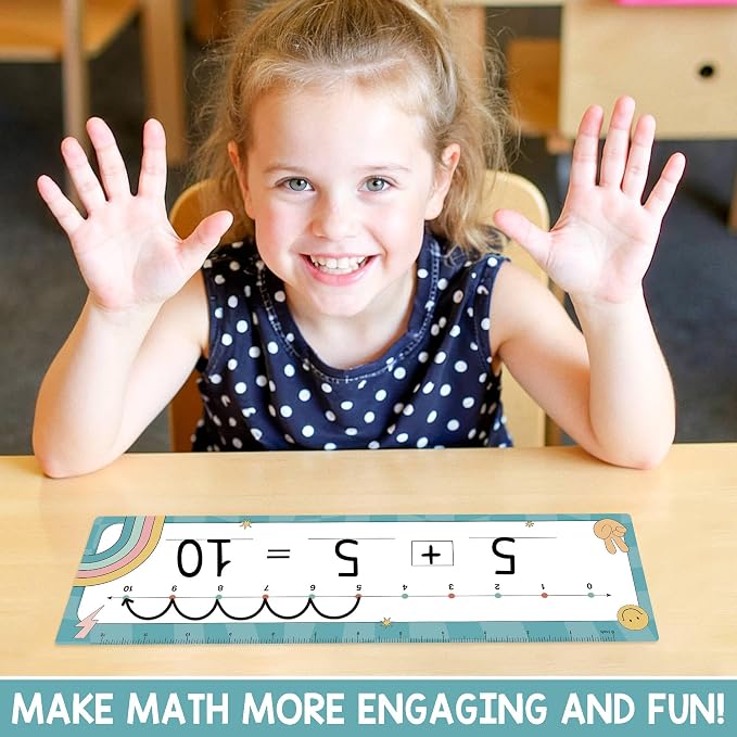 26 Pack Boho Groovy Number Line Dry Erase Boards Cards, 14"x4", Double-Sided, 0-10 on One Side & 0-20 on Other Side, Math Manipulatives for Student, Education Classroom Must Haves
