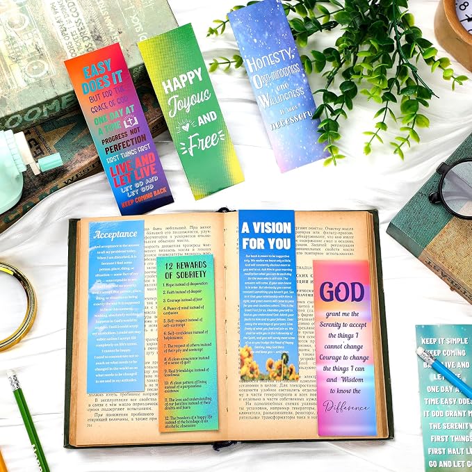 Motiskyy 200 Pcs Sobriety Gifts Sobriety Bookmarks Bulk Encouragement Motivational Paper Bookmarks Inspirational Christmas Book Marks Gifts for Classroom