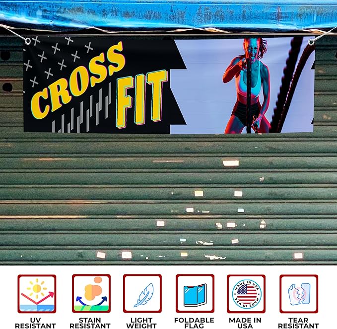 Crosss Fit Large Banners and Signs for Outdoor by Mavis Printing-Polyester Banner with 4 Holes for Easy Hang Indoor & Outdoor|4x1 Feet HD Print Sign to Promote Church| Made in USA