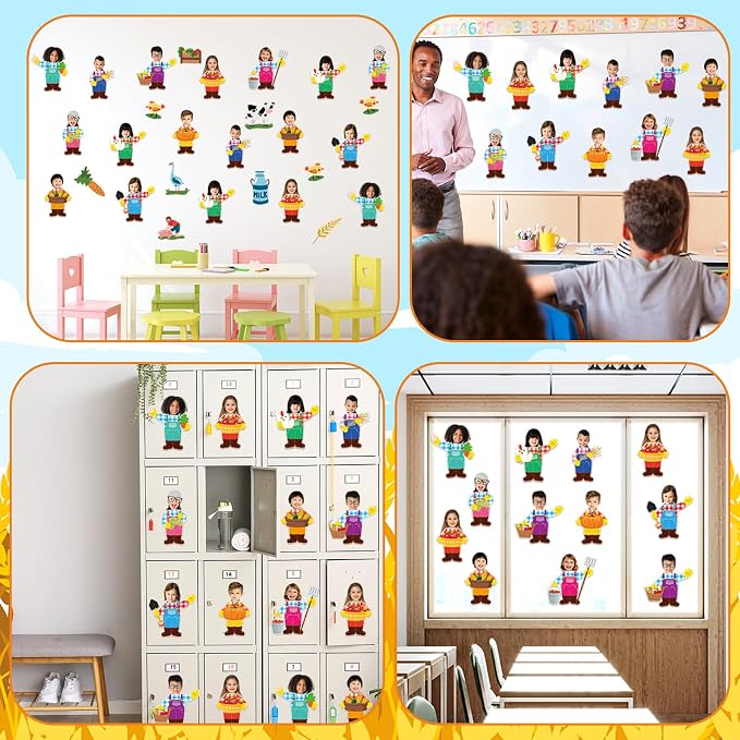 160Pcs Farm Animal Farmer Cutouts Back to School Bulletin Board Decoration Set Farmhouse Paper Cut-Outs Classroom Decor for Boy Girl DIY Photo Craft School Kindergarten Preschool Wall Door Supplies