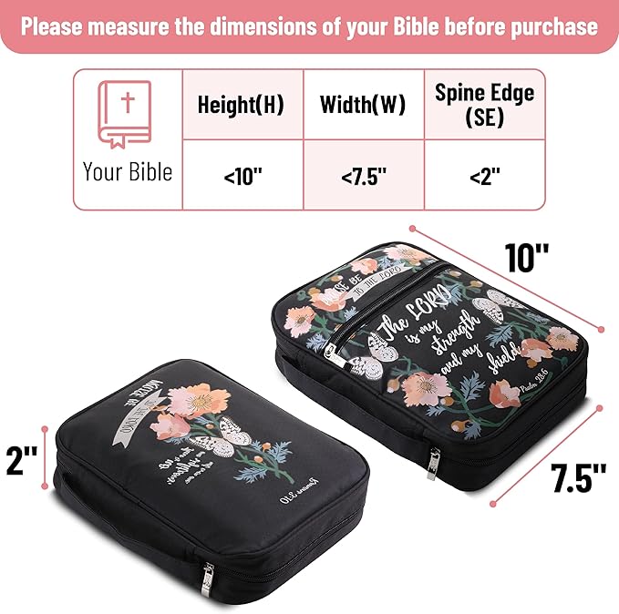 Mr. Pen- Bible Cover Case, Carrying Book Case with Durable Handle and Zippered Pocket, Bible Protective Church Bag for Men & Women, Christian Gifts, Black, Mothers Day Gift