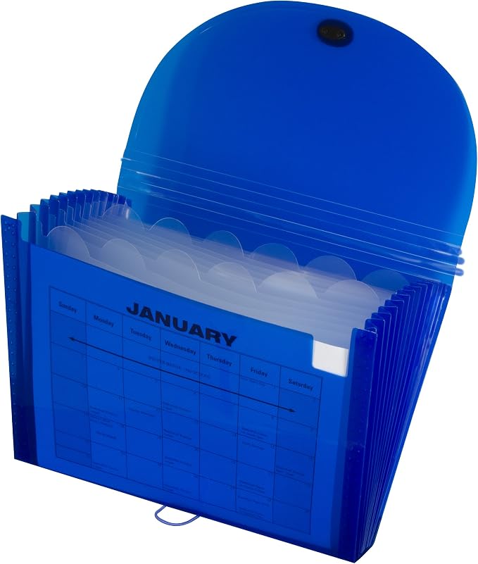 13-Pocket Biodegradable Expanding File, Letter, Blue