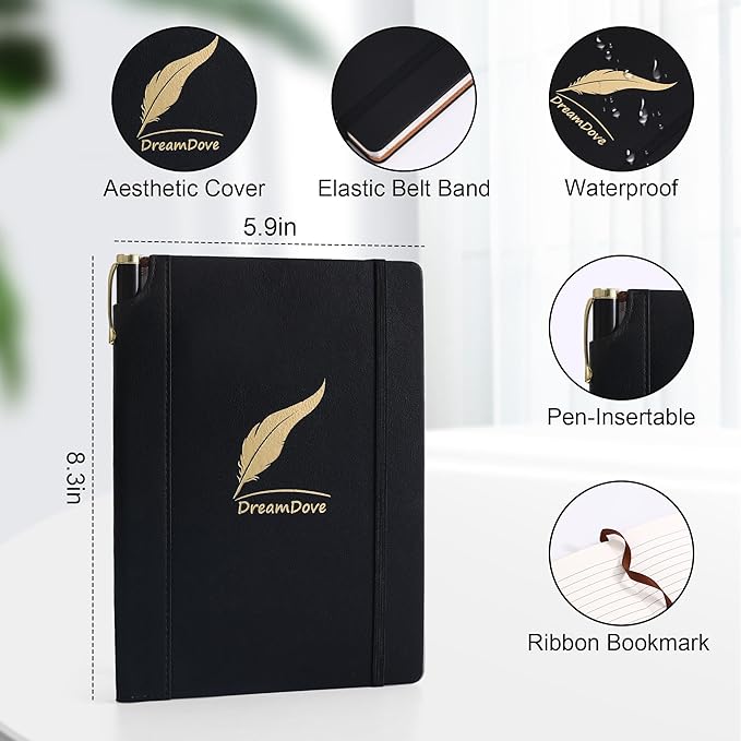 2026 Planner， Undated Weekly Planner A5 Week Plan Notepad 5.5'' X 8.1'' Weekly Agenda Weekly To Do List Planner Notebook With Goal & Habit Tracker Organizer Perfect For Office Home School Supplies Vegan Leather Hardcover (feather-black)