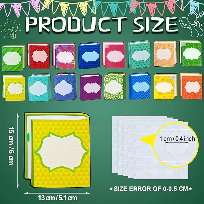 Junkin 48 Pcs Book Cutouts for Bulletin Board Library Decor for Back to School Reading Bulletin Board Decorations Back to School Cutouts DIY Craft Set First Day of Classroom Decorations Supply