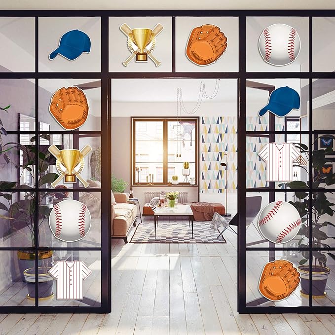 45 Pieces Baseball Paper Cut Outs Versatile Classroom Decoration Sports Themed Cut-Outs with Glue Point for Bulletin Board Classroom School Sports Theme Birthday Party Decoration, 5.9 x 5.9 Inch