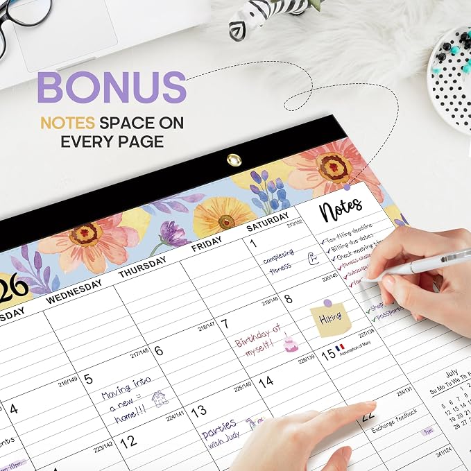 3 Pack of Desk Calendar 2026-2027, 21-Month Calendar Runs Unitl June 2027, Large 17" x 12" Monthly Desktop & Wall Calendar for Home & Office - Botanic Whimsy
