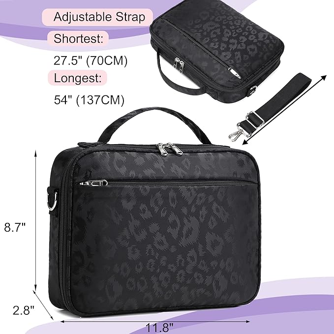 Jumpopack Bible Cover Case for Women Grils Bible Cover with Shoulder Strap Bible Case for Bible Study Accessories-Ideal Gift for Women and Girls (Leopard Black)