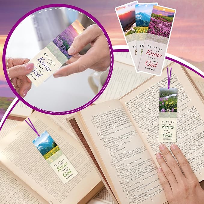 Dispowreath 60 Pcs Be Still and Know that I Am God Bookmarks Religious Psalm 46: 10 Bookmarks Church Exchange Gifts for Sunday School Vbs Church Prizes Party Favors
