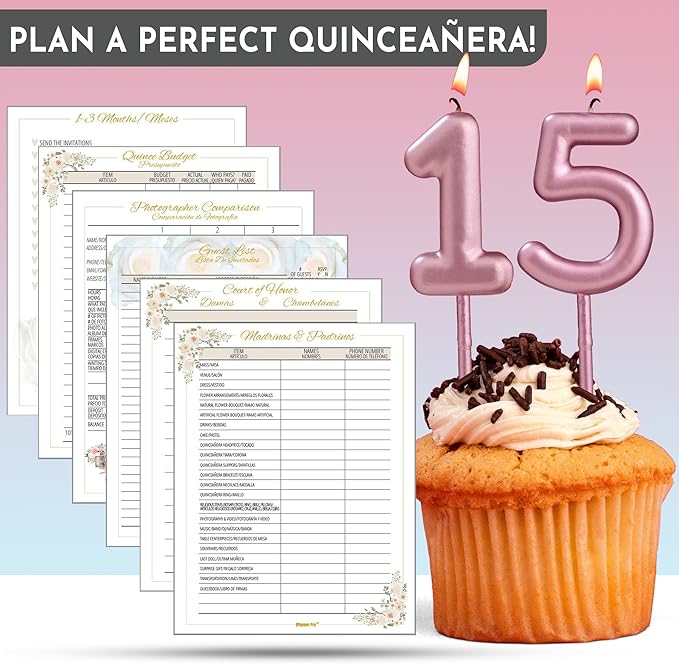 Happy 15th Birthday My Quinceanera Planner Bilingual English Spanish with to-do lists, Budget Tracker, Guest Lists, Mis Quince Party Ideas for XV Años celebration by iPlanner Pro XV Collection Neutral (Neutral - Floral)