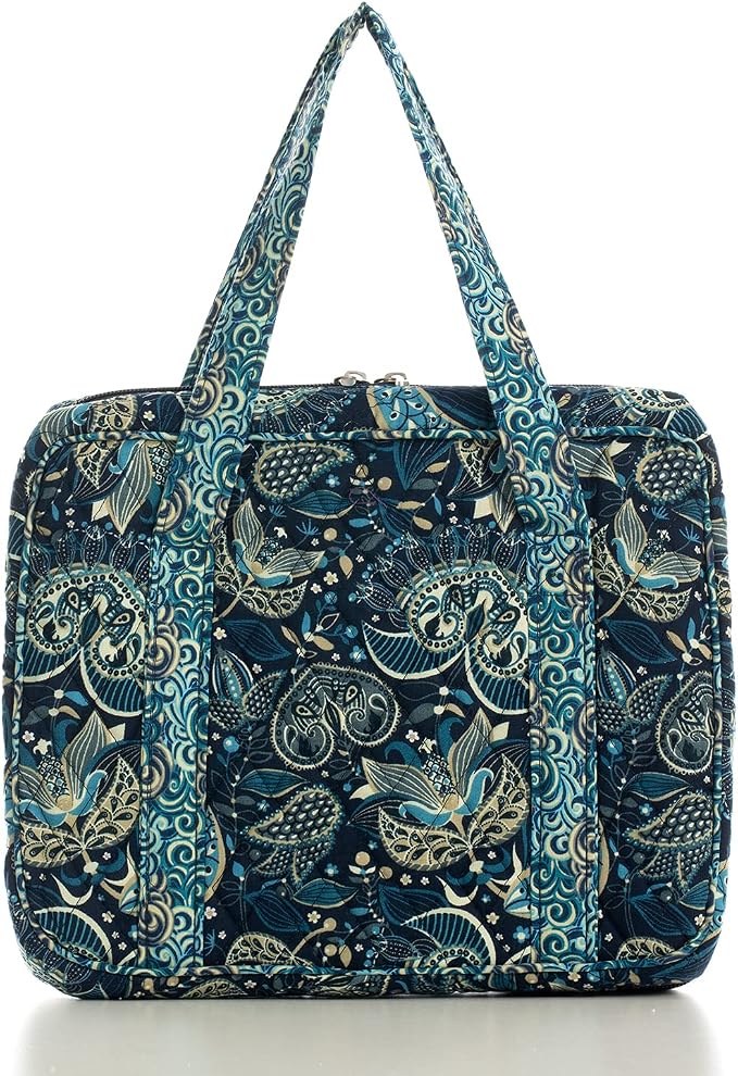 DIWI Quilted Bible Cover Large Sizes 10 X 7 X 2.75 Inches Bible Tote Good Book Case (L, C2 Royal Blue)