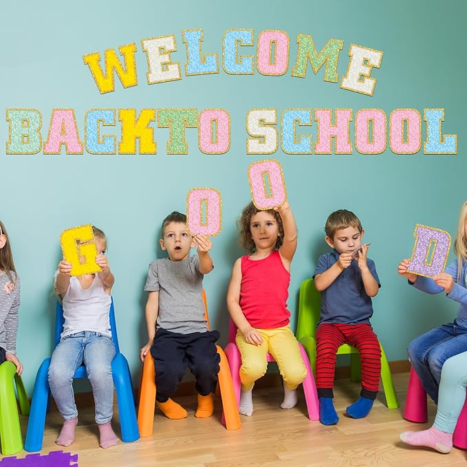 136 Pcs 12 in Extra Large Pastel Bulletin Board Letter Big Alphabet Letter Cutout Sticker Punctuation with Adhesive Dot Colorful Poster Classroom Wall Decor Back to School Education Learning Tool