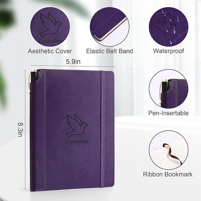 2026 Planner， Undated Weekly Planner Undated A5 Week Plan Notepad 5.5'' X 8.1'' Weekly Agenda Weekly To Do List Planner Notebook With Goal & Habit Tracker Organizer Perfect For Office Home School Supplies Vegan Leather Hardcover (Dove of Dreams-Purple)