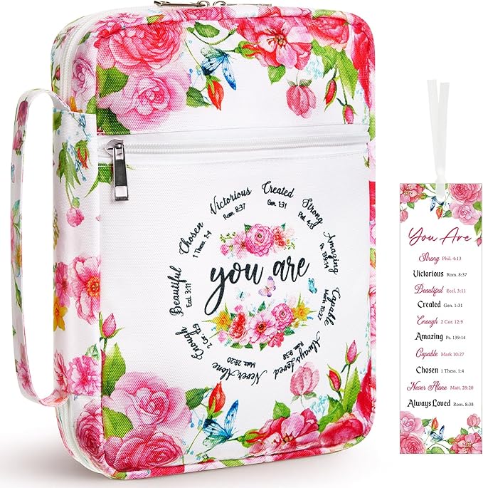 Bible Cover Case for Women and Bookmarks Carrying Bible Cases for Christian Gifts for Women Christian Book Covers Inspirational Gifts for Ladies Study Supplies Mother's Day Favors(Classic)