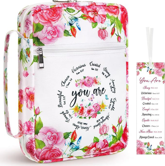 Bible Cover Case for Women and Bookmarks Carrying Bible Cases for Christian Gifts for Women Christian Book Covers Inspirational Gifts for Ladies Study Supplies Mother's Day Favors(Classic)