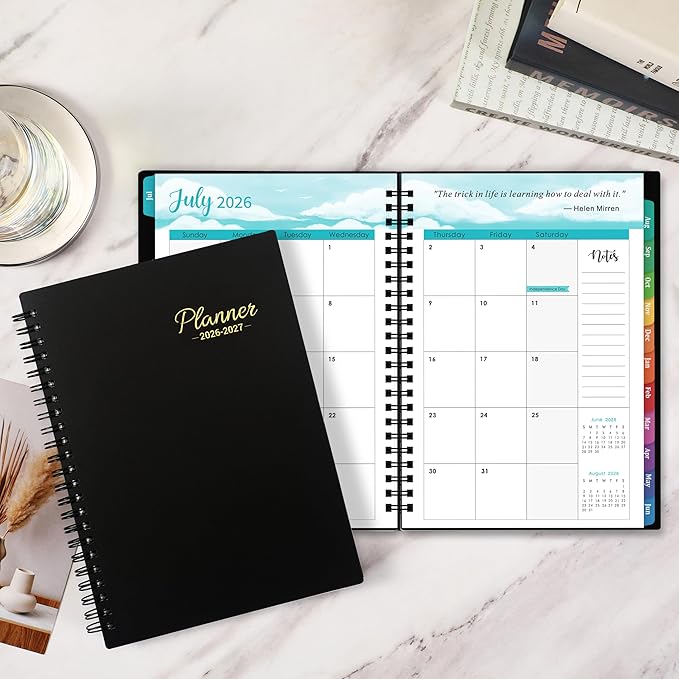 2026-2027 Academic Planner – Jul. 2026 – Jun. 2027, Weekly ＆ Monthly Planner 2026-2027, Calendar Planner, 6.4" x 8.5" with Flexible Cover, Colorful Tabs, Twin-Wire Binding, Inner Pocket, Notes Pages