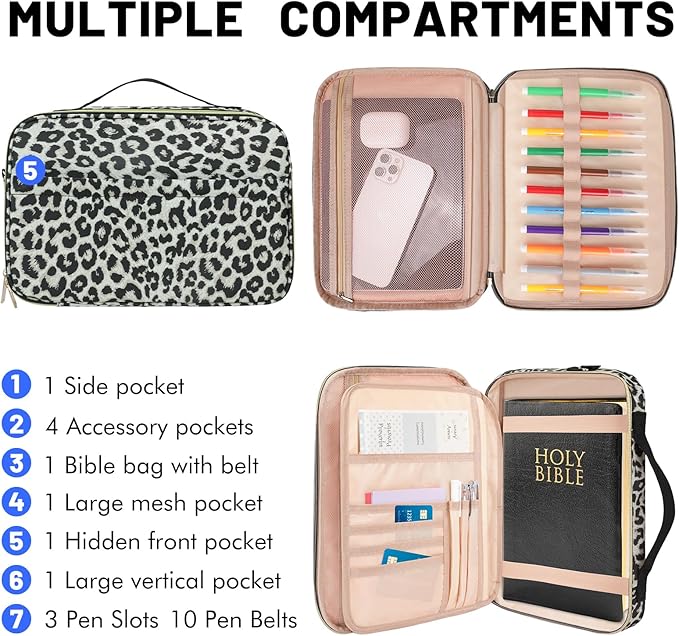 Dofilachy Bible Covers for Women - Stylish Bible Case with Durable Handle - Bible Carrying Case for Girls, Boys & Kids with Metal Zipper