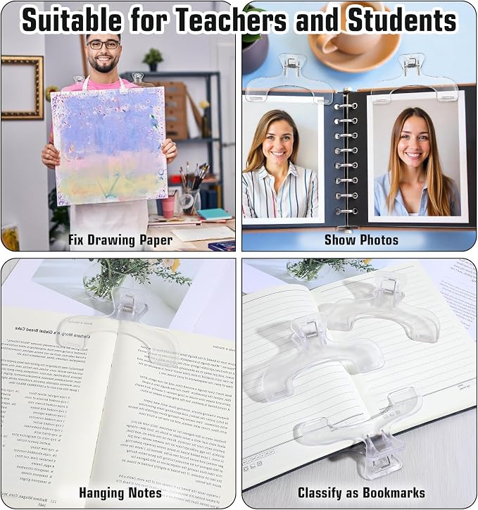 3Pcs Book Clips to Hold Book Open, Transparent Journal Clips to Hold Journal Open Page, Convenient for Reading Teaching & Fixing Manuscripts for Teachers & Clerks Bookmark Accessories