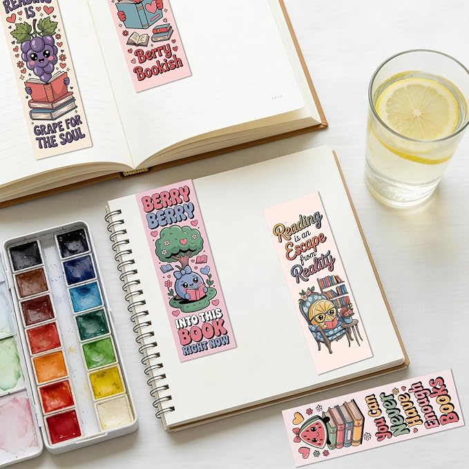 Funny Bookish Bookmarks for Kids, 150 Pcs Fun Fruits Bulk Paper Bookmark Reading Accessories for Women, Cute Watermelon Pineapple Strawberry Bulk Book Marks Gift for Kid Students Book Lovers