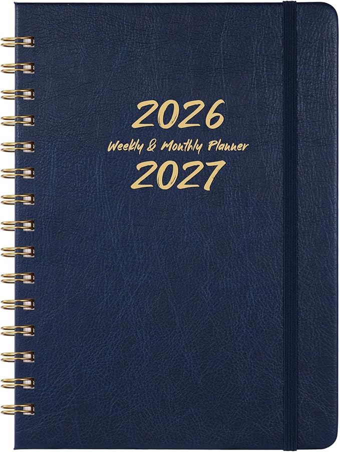 2026-2027 Planner - Weekly & Monthly Planner 2026-2027 with Twin-Wire Binding, July 2026 - June 2027, 6.3" x 8.4", Hardcover with Monthly Tabs, Back Pocket, Thick Paper - Blue