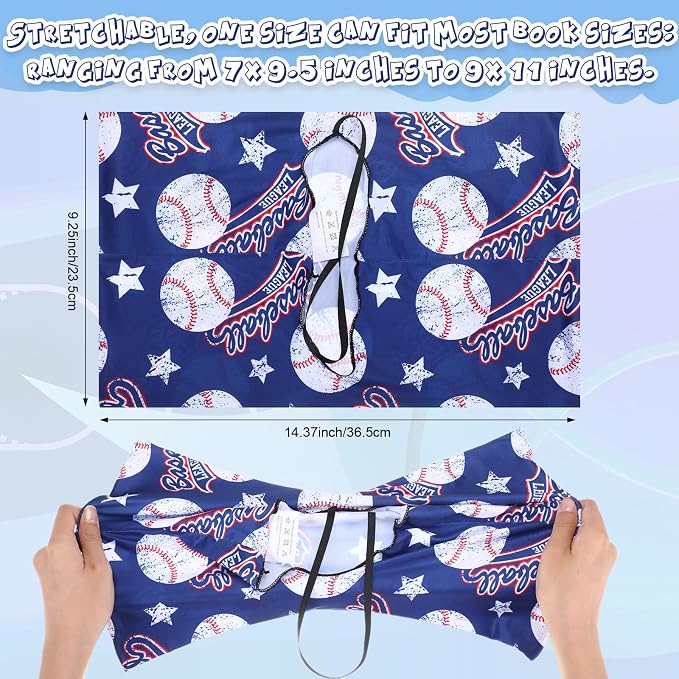 Fuyoooo 6 Pcs Stretchable Book Covers up to 9 x 11 Inches Nylon Fabric Jumbo Book Sleeves Washable Durable Reusable Cover Protector for Hardcover Textbooks Notebook(Ball Pattern)