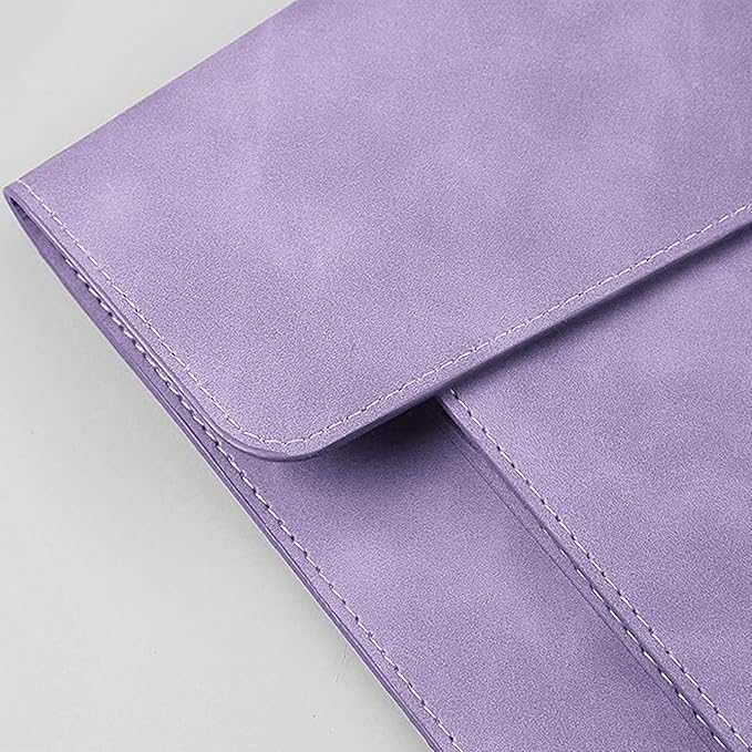 PU Leather A4 File Folder Document Holder with 2 Compartments Envelope Folder Case with Snap Closure for Receipt Contract (Purple)