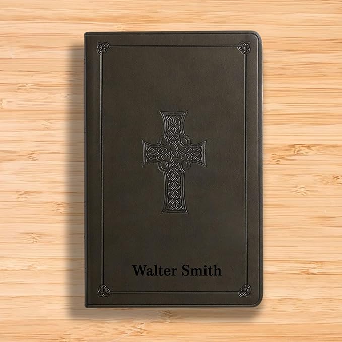 Personalized ESV Thinline Bible Large Print English Standard Version Faux Leather Holy Bible with Custom Name, Date and Text | Custom Gift for Christian & Religious Celebrations | Olive Green Cross