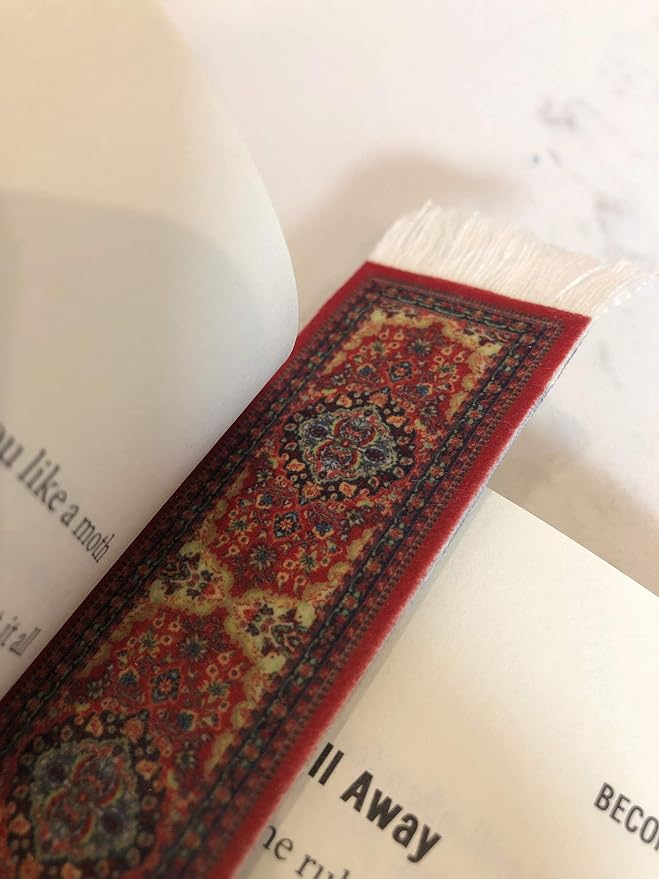 Set of 5 Rug Bookmarks, Colorful Carpet Book Marks for Reading, Miniature Oriental Style Design, Novelty Office Accessories