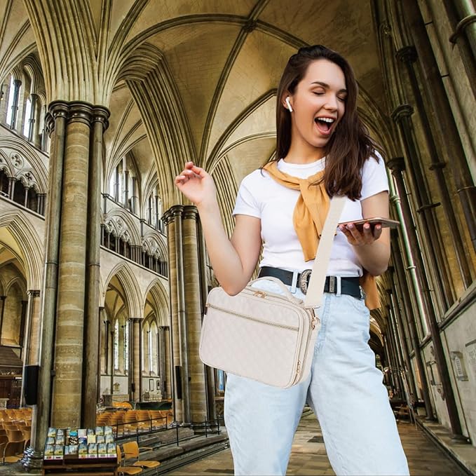 2 Layers Bible Cover for Women,Large Bible Case with Handles Shoulder Strap,Carrying Bible Bag Scripture Case Church Bag Bible Protective with Pocket