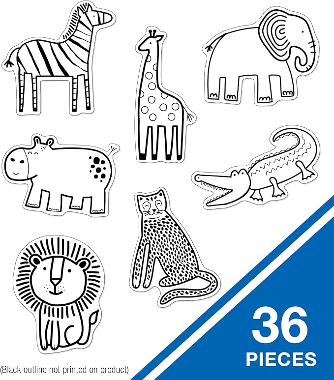 Schoolgirl Style Simply Safari Animal Cut-Outs—Accents for Nursery Wall Decor, Locker Decorations, Bulletin Board Decorations, Crafts, Homeschool or Classroom Décor (36 pc), (120628)