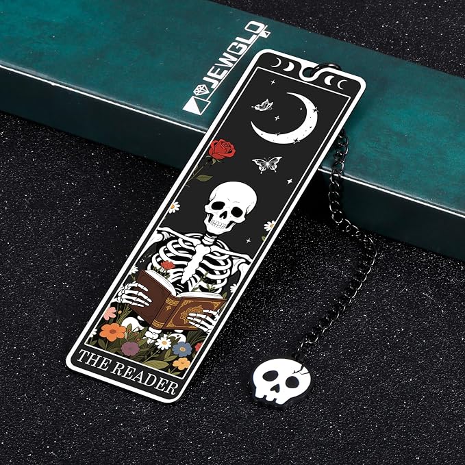 Funny Book Marks for Reading Women Men - Spooky Christmas Stocking Stuffers Dark Romance Bookmark, Horror Wicked Bookmarks for Book Lovers, Skeleton Gifts Gothic Accessories Cool Metal Bookmarks