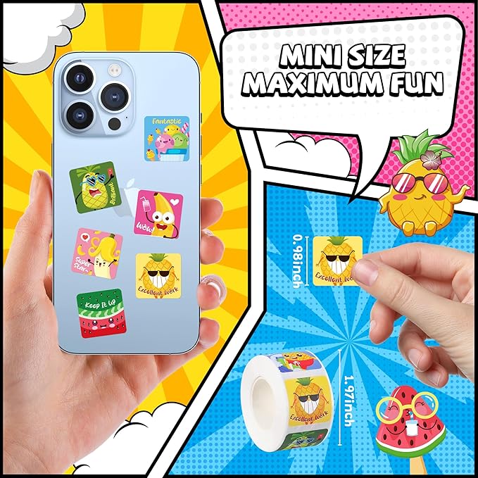 HORIECHALY 1200 Pcs Scented Stickers for Kids, 4 Rolls Scratch and Sniff Smelly Motivational Reward Stickers, Classroom Teacher Must Haves, School Supplies Incentives for Students(0.98")