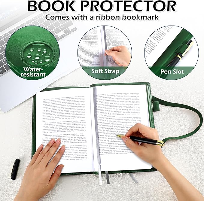 Motipuns Double Alcoholics AA Big Book Cover for 12 Steps & 12 Traditions Double AA Book Cover with Medallion Holder Pen Clip Alcoholics Gifts for Serenity Prayer(Dark Green)