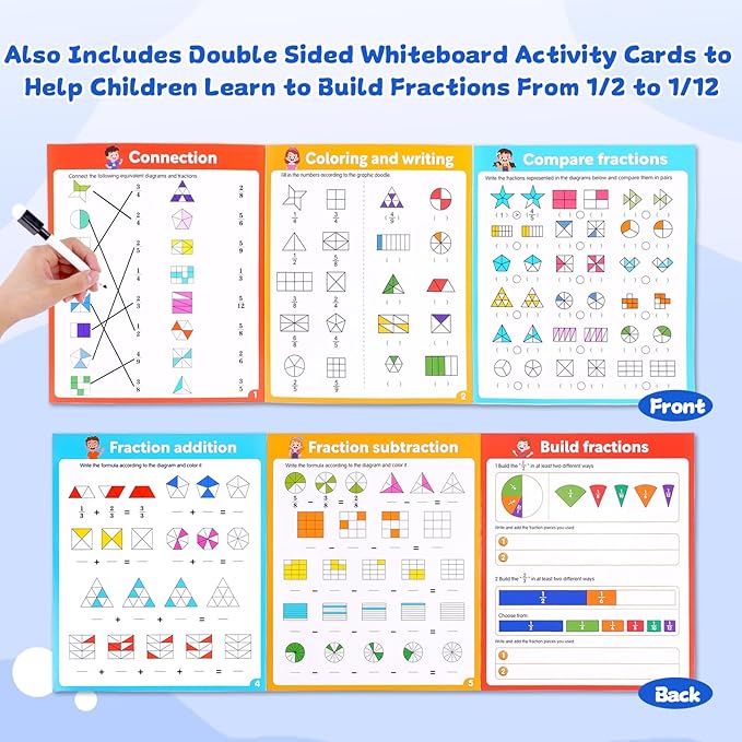 Magnetic Fraction Educational Puzzle, 120 Pcs Magnetic Fraction Puzzle for Kids, Math Manipulatives for Elementary School, Montessori Fraction Manipulatives Learning Toys for Kids