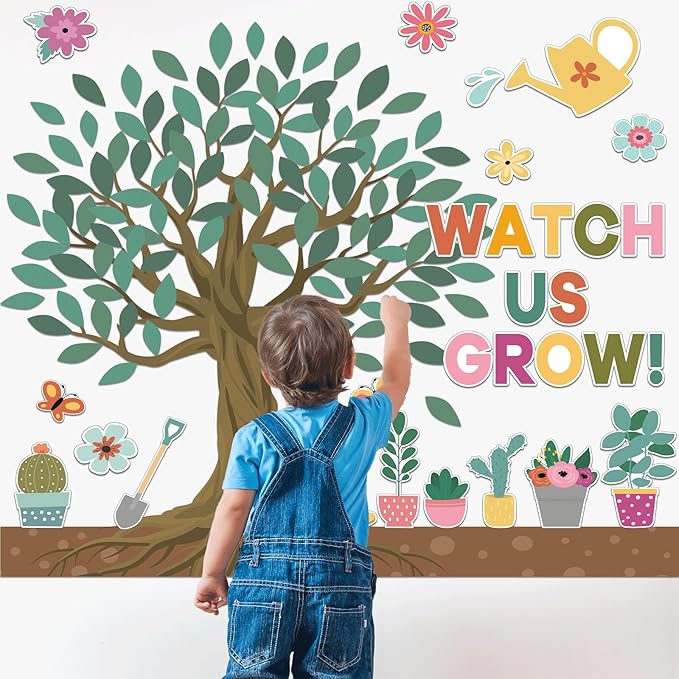 Spring Tree Classroom Decor Floral Tree Bulletin Board Spring Cutouts Border Decorations Classroom Bulletin Board Set Floral Border for Elementary School Flower Style