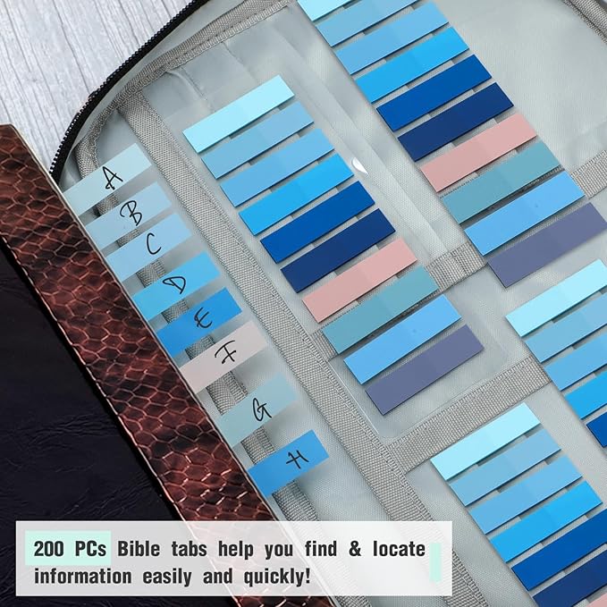 Bible Cover, Carrying Bible Case Book Cover Church Bag with Handle Large Size 10 * 7.5 * 2.5in, Book Protective Case w/ 200 PCs Tabs for Men Women, Gray