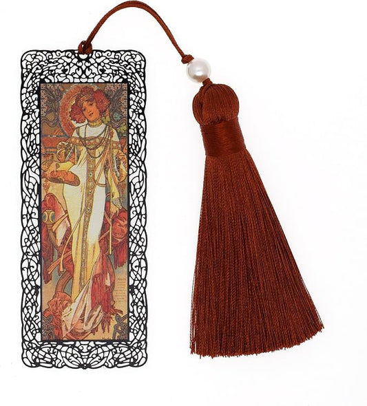 BLBMH Metal Bookmarks for Women Alphonse Mucha Birthday Christmas Gifts Unique Mother's Day Teacher Appreciation Gifts for Book Lovers Friends Readers - Autumn