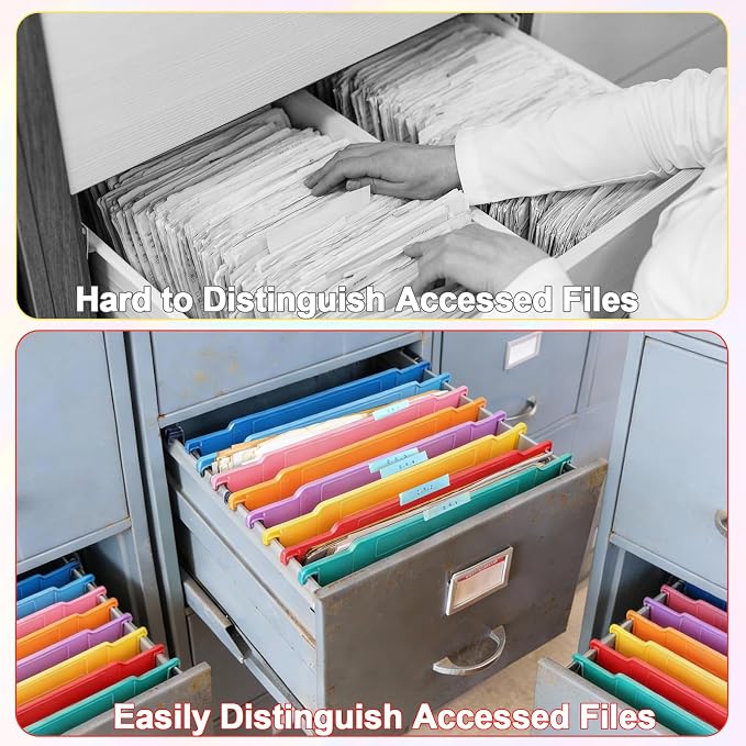 party greeting 8 Pack File and Folder Dividers 9x11.4 Inches Plastic Hanging Filing Cabinet Dividers Organizers Insertable File Separators Supplies for Office Drawer Organization (Rainbow)