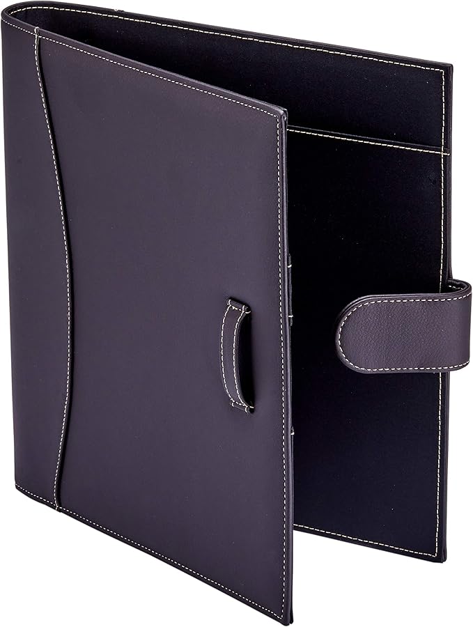 It's Academic Executive Leather Portfolio Folder, 1" Ring Binder and 250-Sheet Capacity to Organize Resumes, Business Cards, Note Pads, and Legal-Size Documents, Pen Loop, Dark Brown Faux Leather