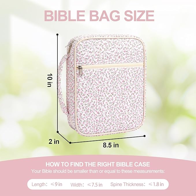 Large Bible Cover Case for Women,Bible Bag,Floral Bible Storage Bags with Zipper Pocket and Handle