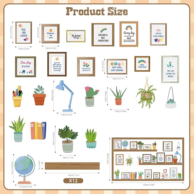 GOLDGAO Bookshelf Bulletin Board Set for Classroom Decor - Back to School Plant Theme Library Inspirational Reading Poster Cutouts for School Library Office Chalkboard Wall Door Decor