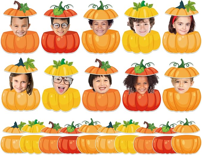 gisgfim 80Pcs Fall Pumpkin Cutouts Thanksgiving Fall Decorations Bulletin Board Autumn Paper Cut-Outs Classroom Decor for Boy Girl DIY Craft Photo Wall Kindergarten Preschool Party Favor Supply