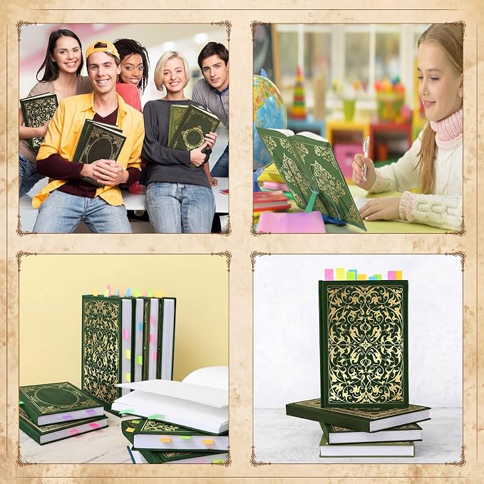 Gilprop 6 Pack Vintage Book Cover 9 x 11 in Jumbo Stretchable Book Cover for Most Hardcover Fabric Reusable Washable Protective Covers for Textbooks(Green)