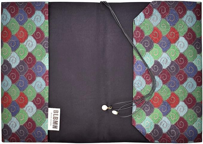 BLBMH 10x7 Book Cover | Handmade Non-Stretch Fabric Bible Cover with Bookmark | Washable Large Hardcover Paperback Protector | Privacy Reading Gift for Women - XC Green