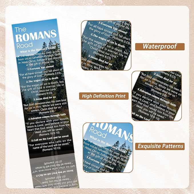 100 Pcs Romans Road to Salvation Bookmarks, Christian Bible Verse Book Markers Page Clips, Inspirational Bookish Gifts for Women Students Book Lovers