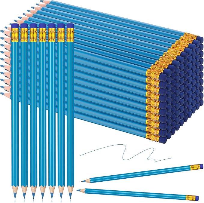 Sivak 100 Pack Checking Pencils with Eraser Erasable Colored Pencils Presharpened Checking Correcting Pencils Grading Pencils for Drawing Art Checking Map Coloring Tests Grading Tests (Blue)